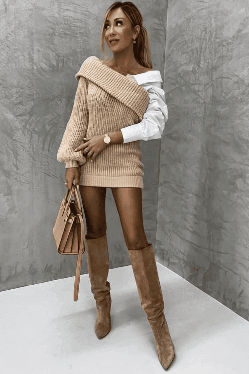 Women's knitted dress with attached shirt – Elodie