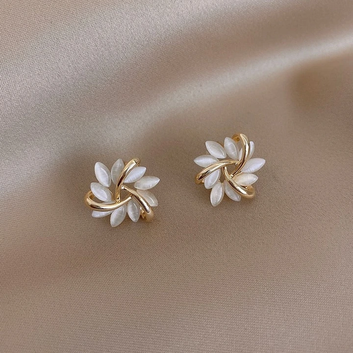 Elegant Opal Petal Stud Earrings | Women's Jewellery