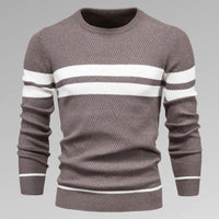 Men's striped knit pullover with round neckline – Fabio