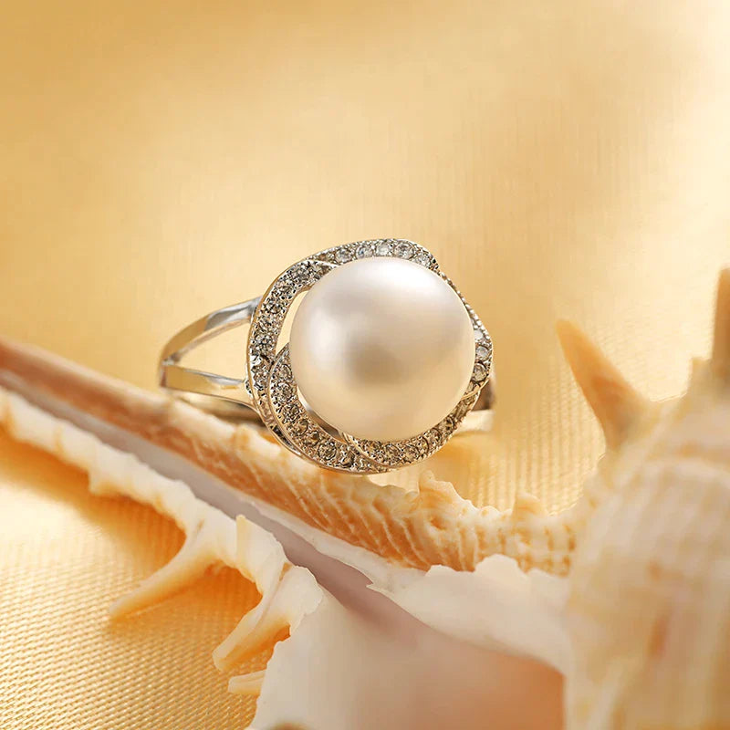 Adjustable Large Pearl Ring | Elegant Statement Jewellery