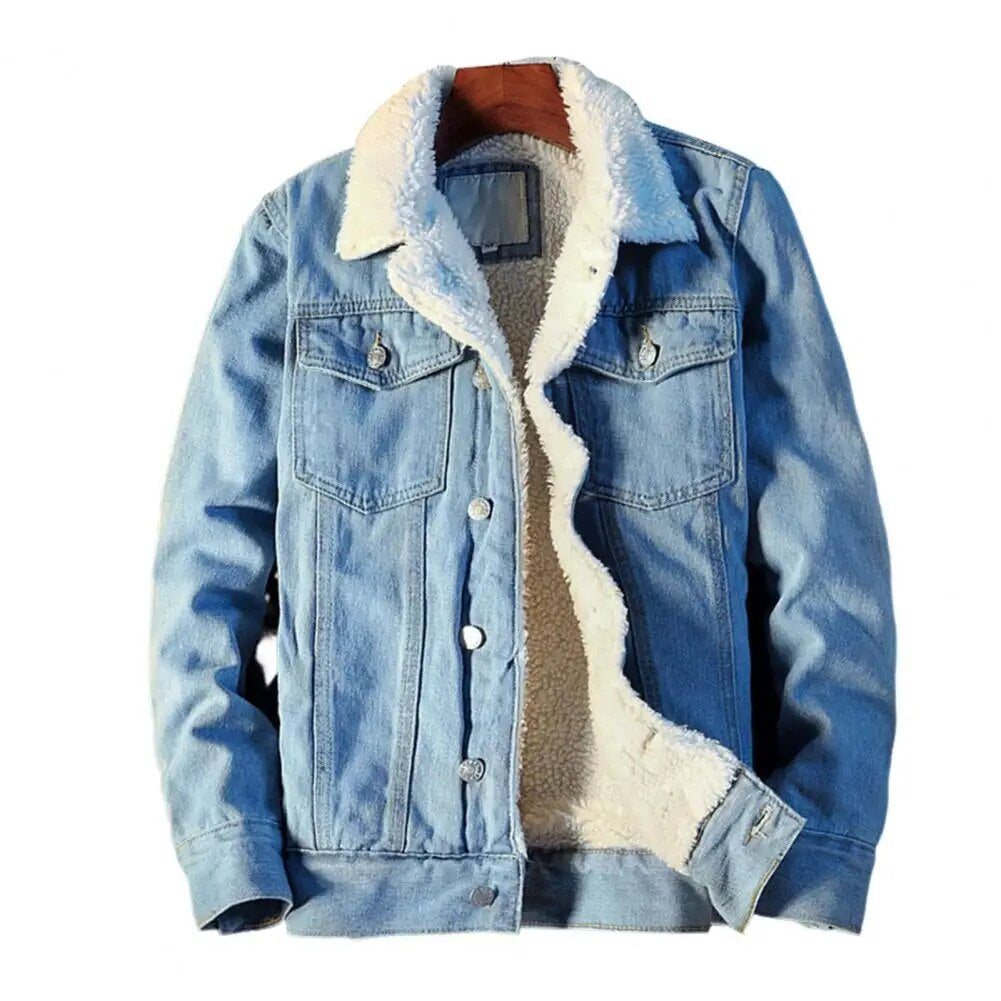Men's Denim Jacket with Warm Fleece Lining – Tobias