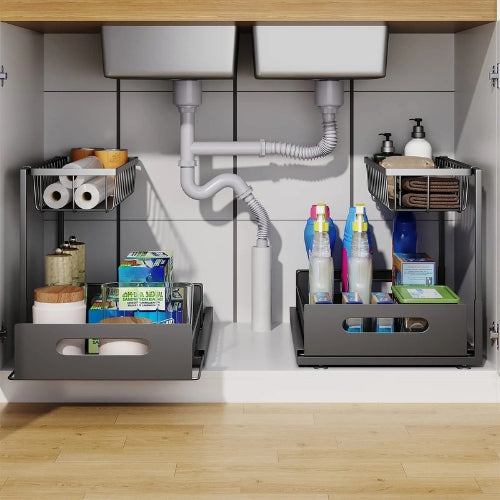 2-Tier Under Sink Sliding Cabinet Organiser – Arlo