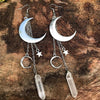 Natural Crystal Moon & Star Earrings - Elara