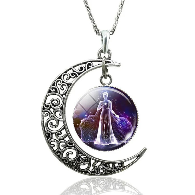 Zodiac Moon Necklace | Celestial Jewellery | Unique Pendant