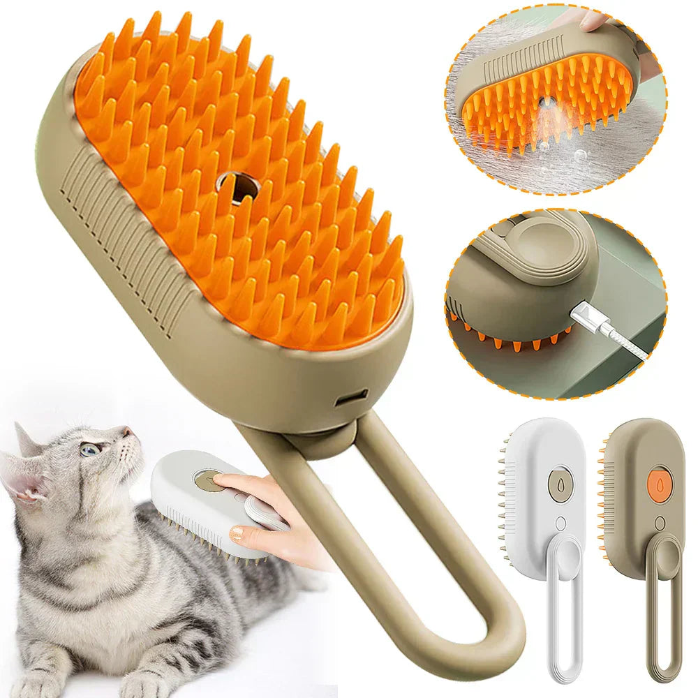 3-in-1 Electric Steam Brush for Pets - SteamPet-Khaki-State of Style