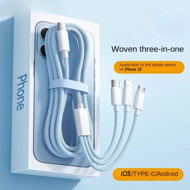 3-in-1 Fast Charging Cable with 100W Power Output – Buy 1, Get 1 FREE-Blue-1m-State of Style