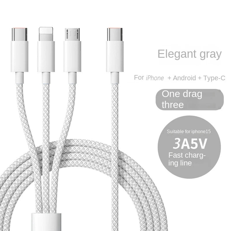 3-in-1 Fast Charging Cable with 100W Power Output – Buy 1, Get 1 FREE-Blue-1m-State of Style