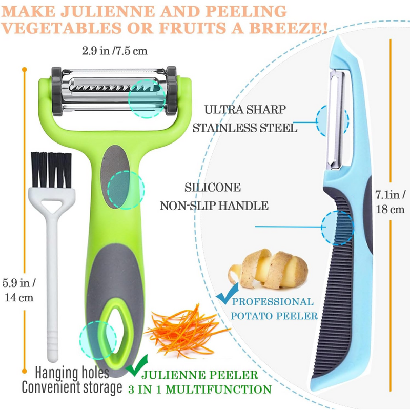 3-in-1 Vegetable Peeler with Julienne Blade-State of Style