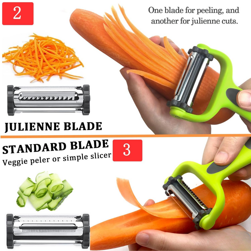 3-in-1 Vegetable Peeler with Julienne Blade-State of Style