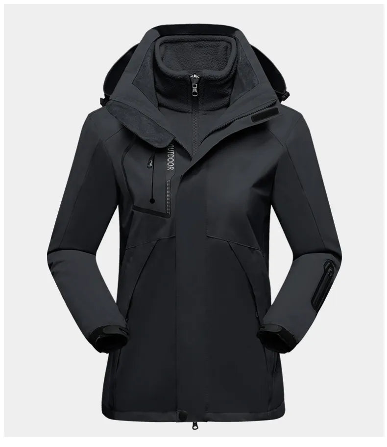 3-in-1 Women's Outdoor Jacket - Luna-Black-M-State of Style