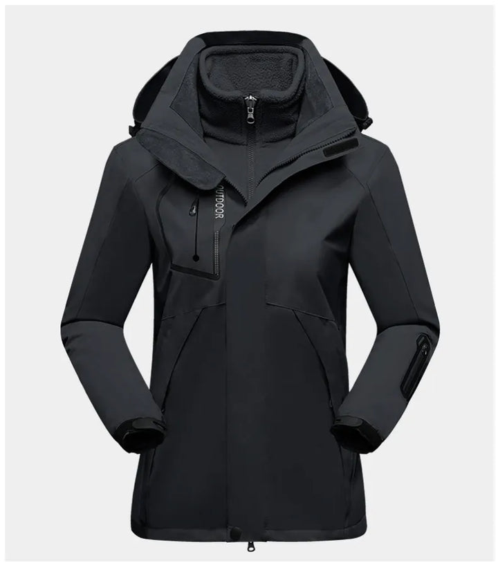 3-in-1 Women's Outdoor Jacket - Luna-Black-M-State of Style