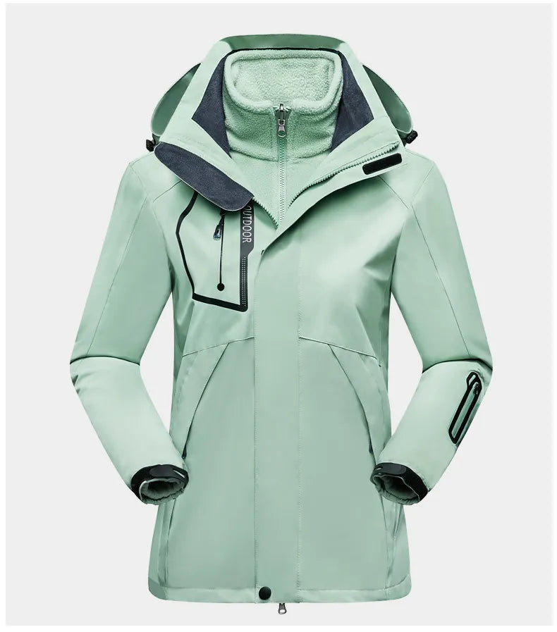 3-in-1 Women's Outdoor Jacket - Luna-Green-M-State of Style