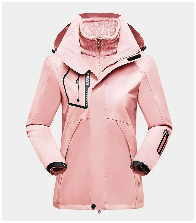 3-in-1 Women's Outdoor Jacket - Luna-Pink-M-State of Style