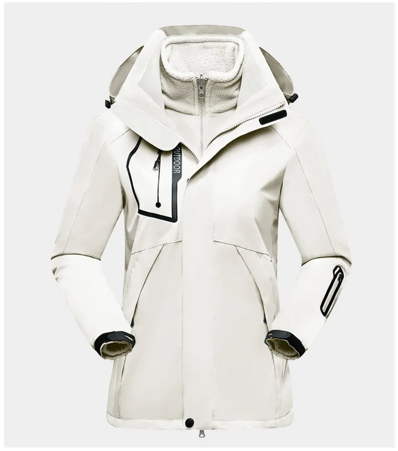 3-in-1 Women's Outdoor Jacket - Luna-White-M-State of Style