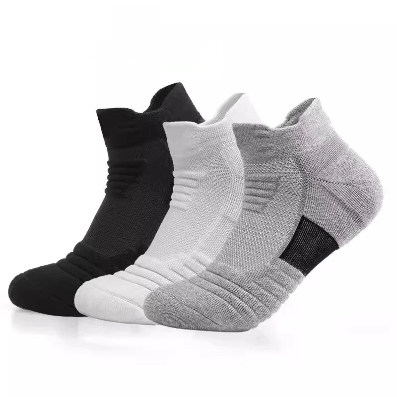 3 Pairs Breathable Mesh Terry Sports Socks - CoolStep-Black-State of Style
