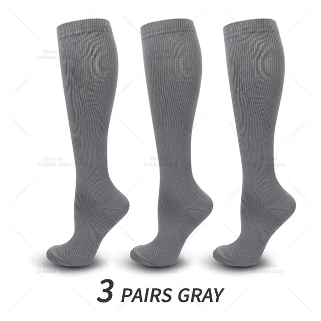 3 Pairs of Knee-High Compression Socks - FitSupport-3 pairs grey-S-M (2.5-5)-State of Style