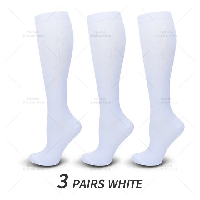 3 Pairs of Knee-High Compression Socks - FitSupport-3 Pairs White-S-M (EU 3-6)-State of Style