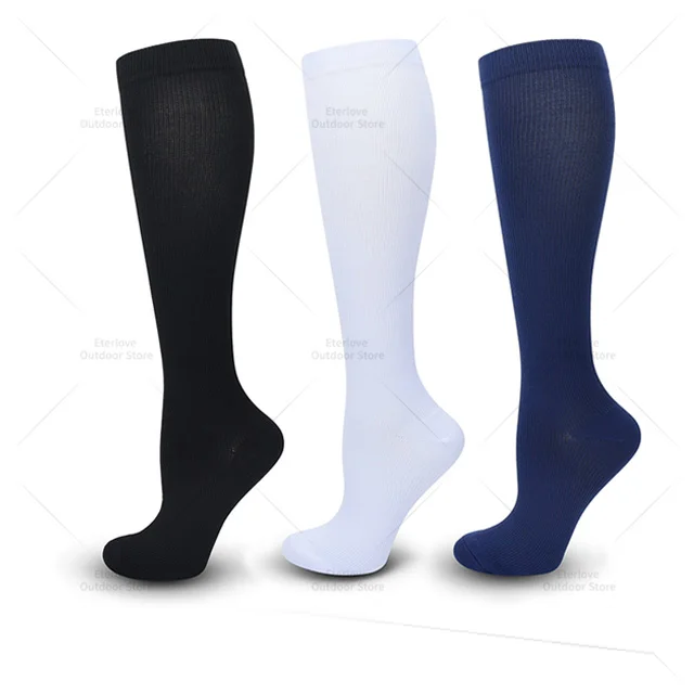 3 Pairs of Knee-High Compression Socks - FitSupport-Black White Blue-S-M (2.5-5)-State of Style