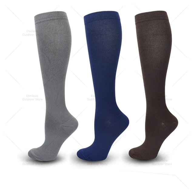 3 Pairs of Knee-High Compression Socks - FitSupport-Grey Blue Brown-S-M (2.5-5)-State of Style
