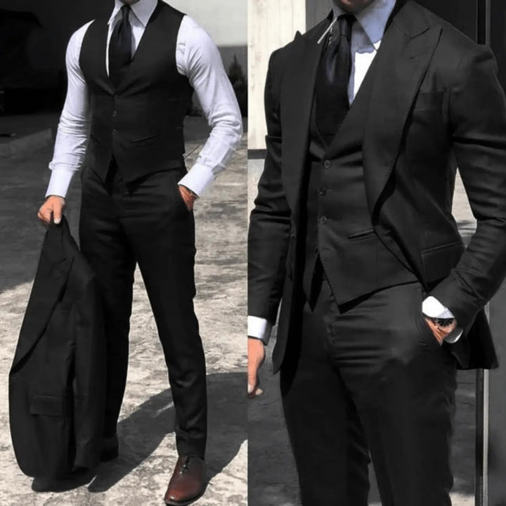 3-piece Classic Men's Suit - Luca-Black-S-State of Style