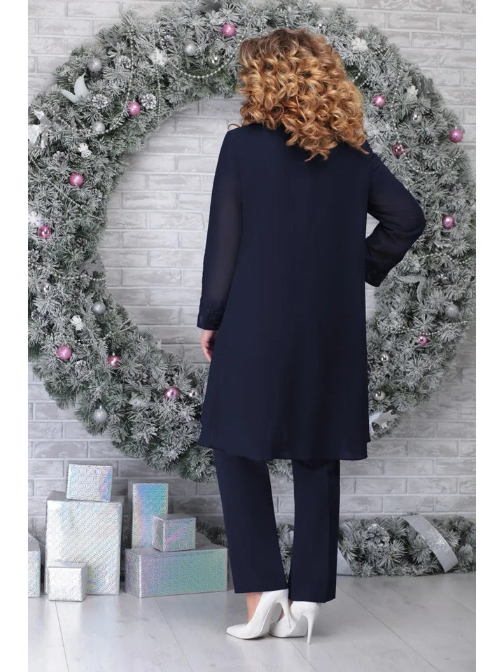 3-Piece Embroidered Plus-Size Suit-Blue-L-State of Style