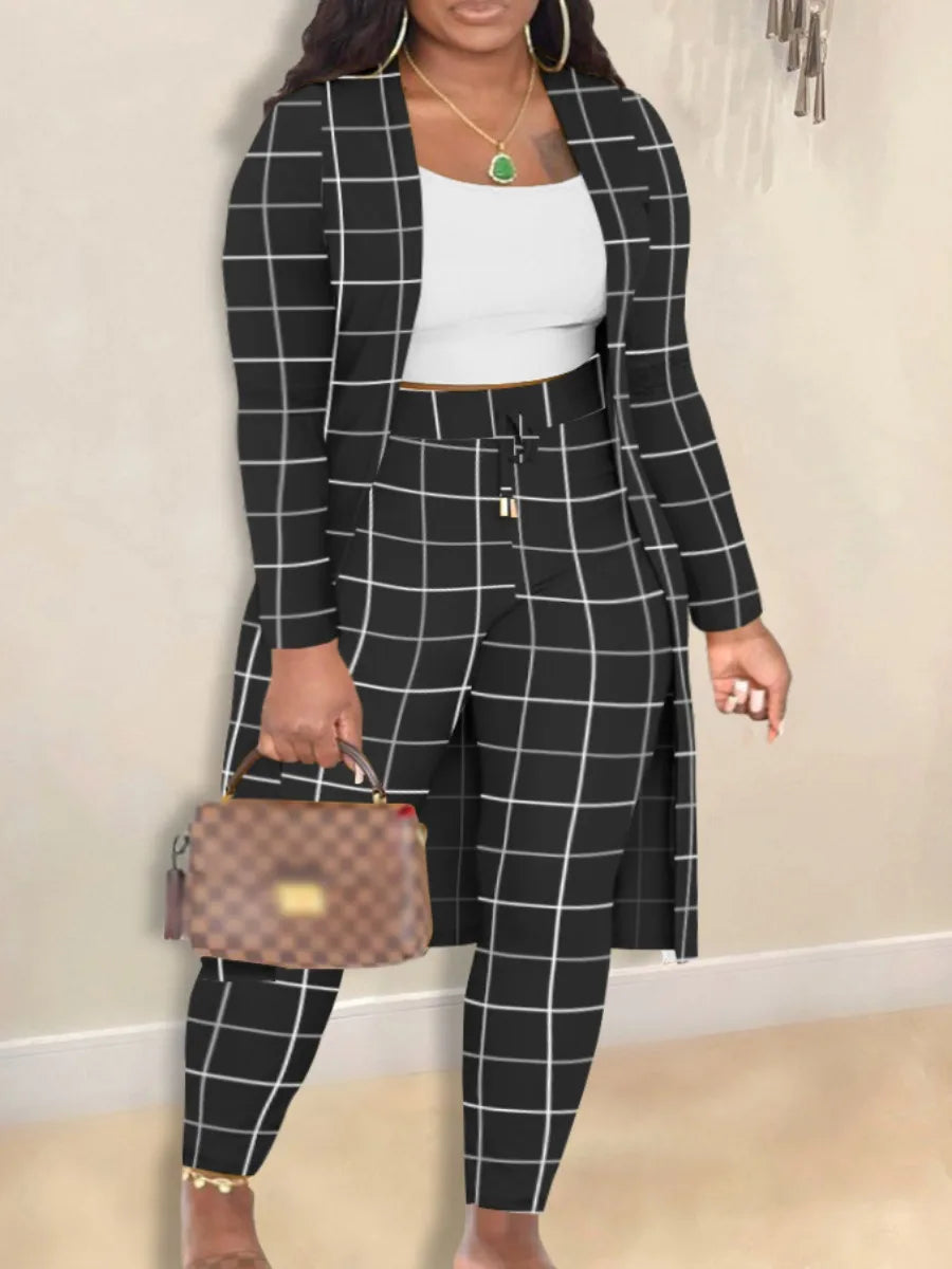 3-Piece Skinny Outfit Set in Plus Size-Plaid-L-State of Style