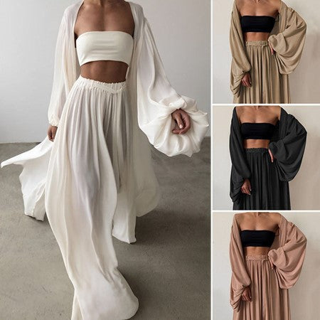 3-piece summer set with blazer, trousers & top – Leonie-White-S-State of Style
