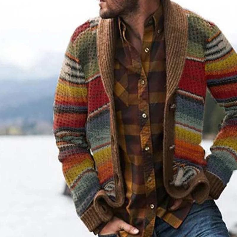 Striped men's cardigan in modern design – Deshon