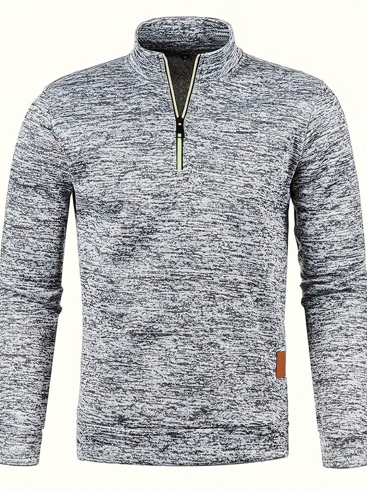 Men's pullover with neck zip for autumn & winter - Matteo