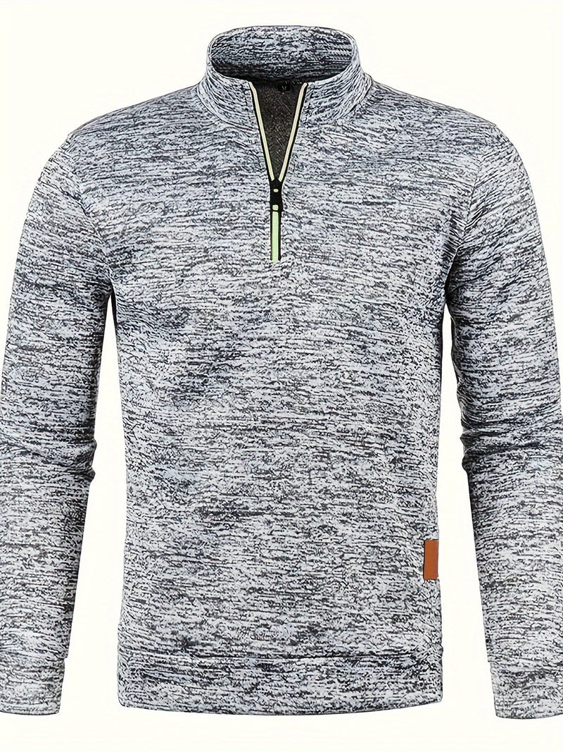 Men's pullover with neck zip for autumn & winter - Matteo