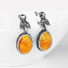 Retro Flower Earrings with Amber – Nora