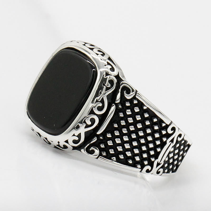 Black Onyx Silver Ring for Men - Max