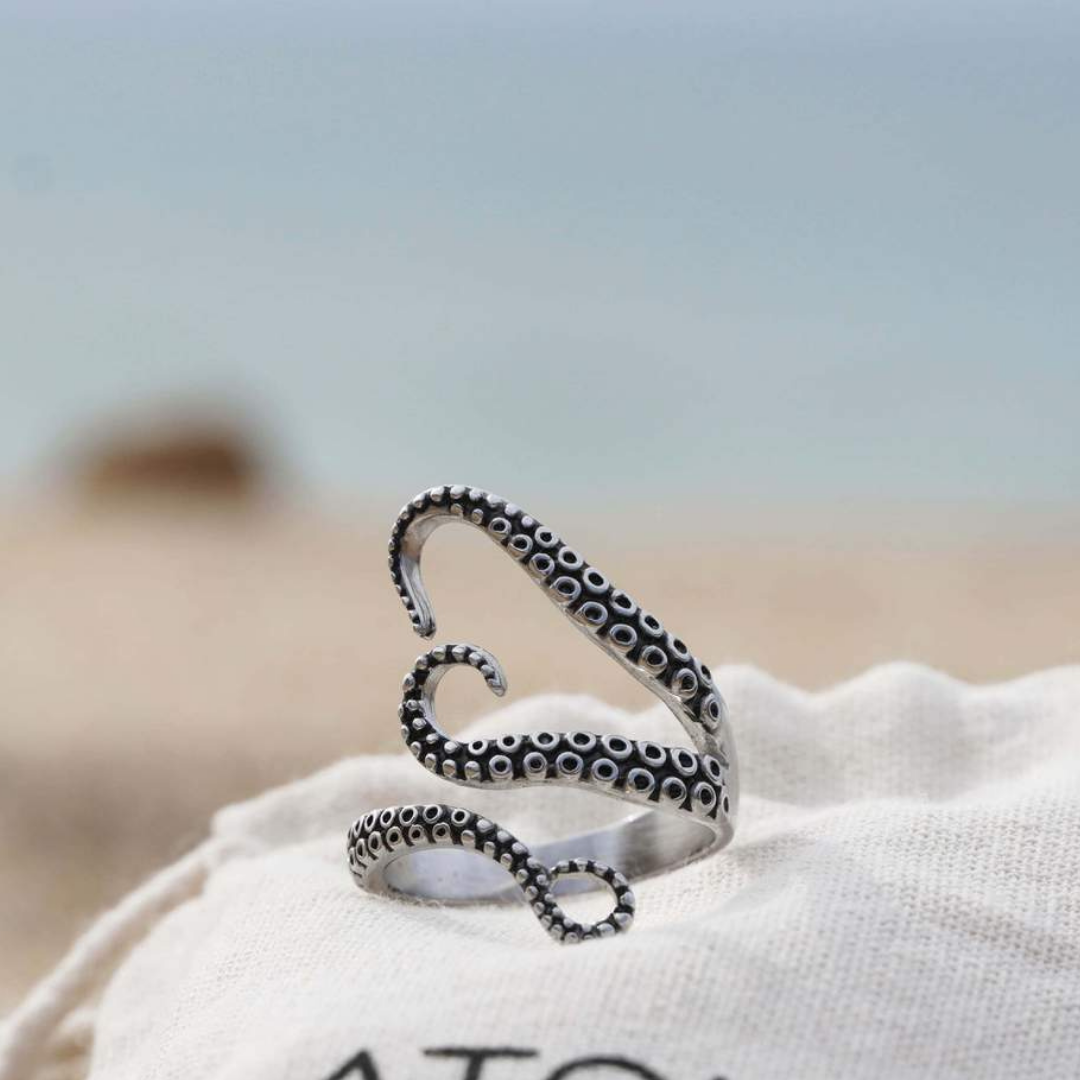 Tentacle Adjustable Silver Ring - Lotte