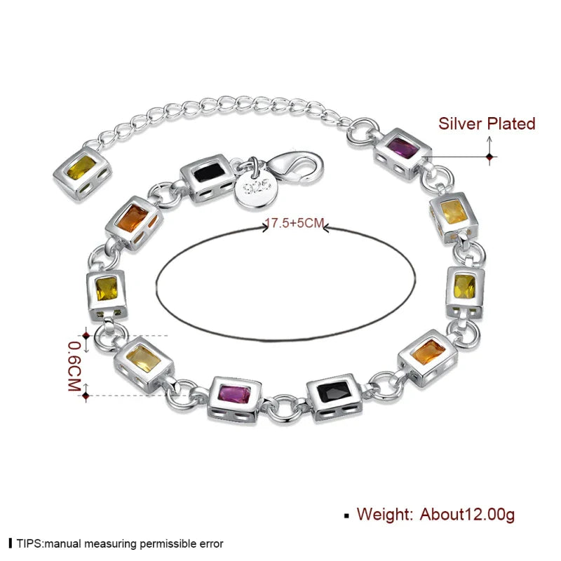 Multicolour Zircon Silver Bracelet | Elegant Women's Jewellery