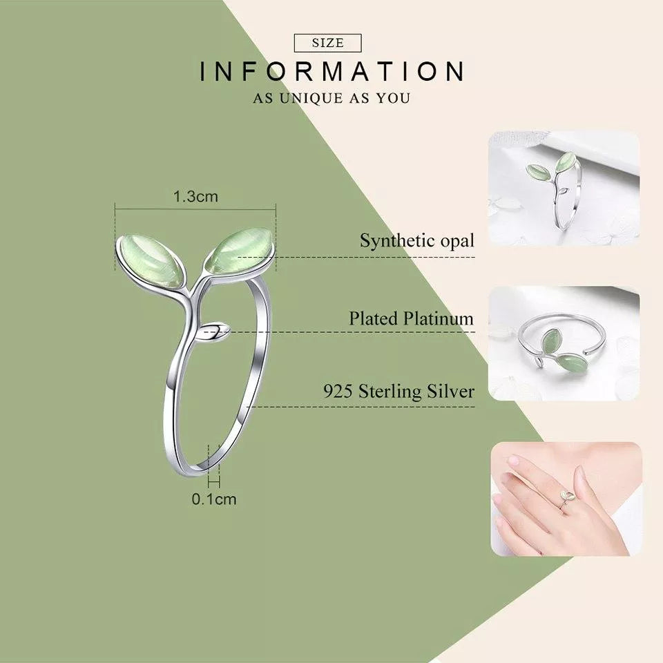 Green Opal Leaf Ring | Women's Jewellery