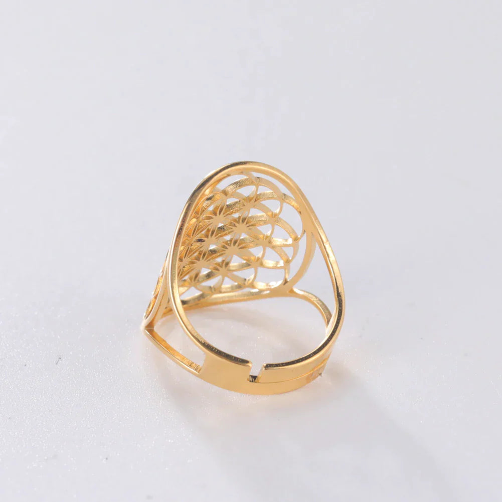 Adjustable Ring | Flower of Life Design | Versatile Jewellery