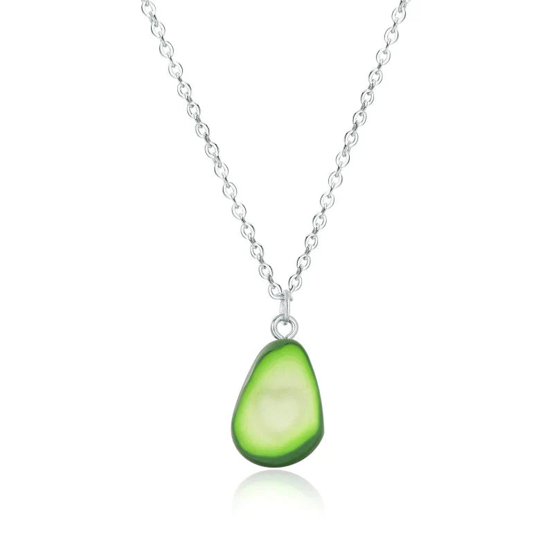 Avocado Heart Necklace | Sterling Silver Pendant | Cute Charm Jewellery