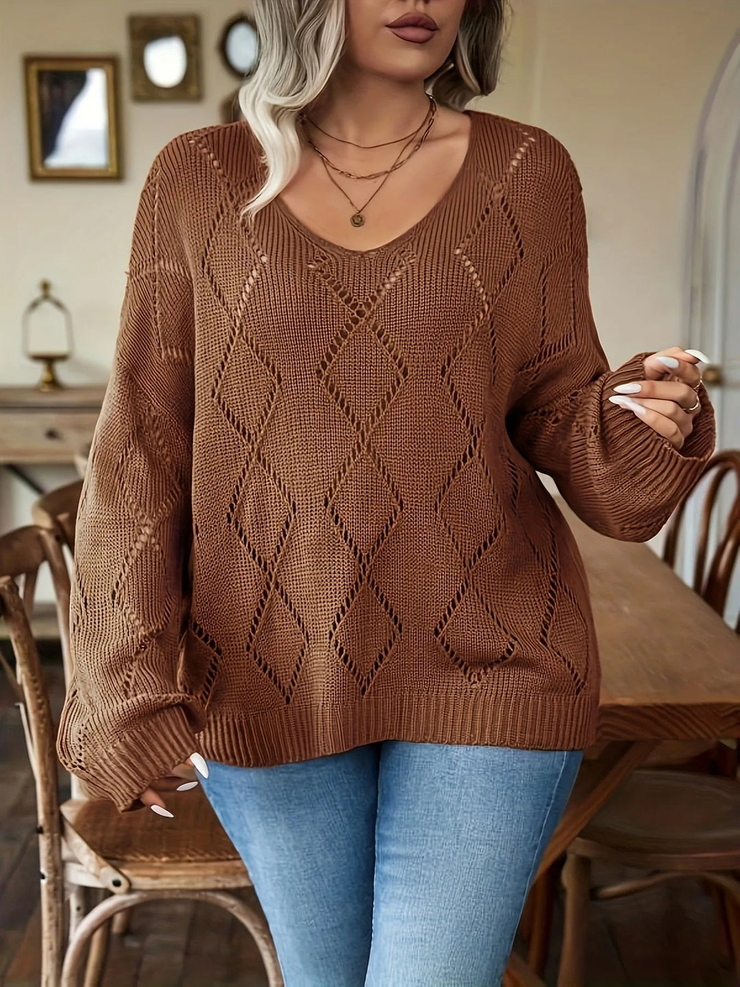 Women's Oversized Knit Sweater in Plus Size – Marietta