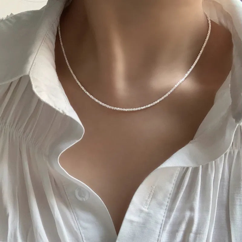 Elegant Collarbone Necklace | Silver Choker Necklace