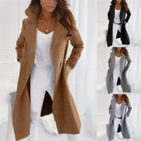 Stylish Long Women's Coat with Turned-Down Collar - Valentina