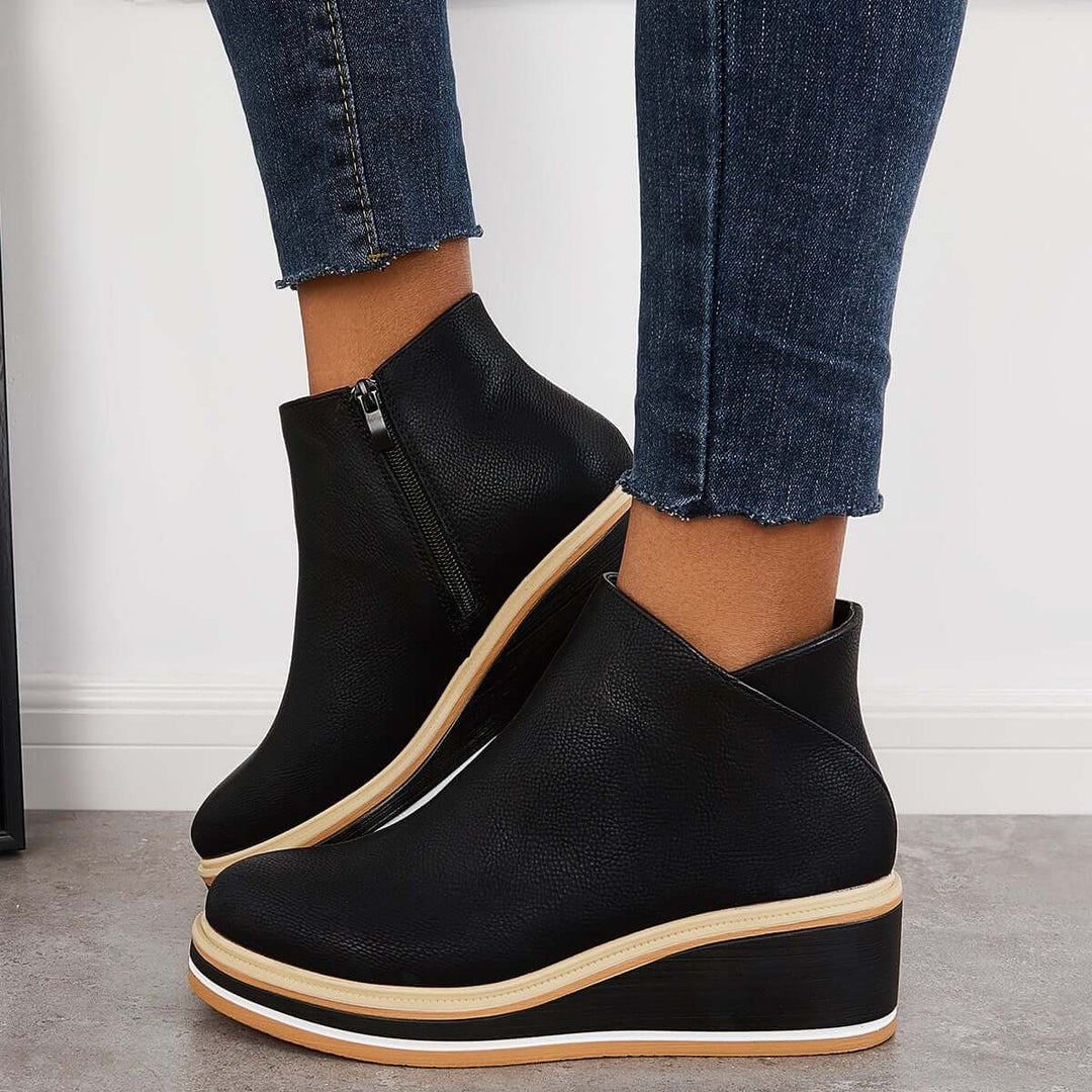 Stylish autumn wedge ankle boots – Mila