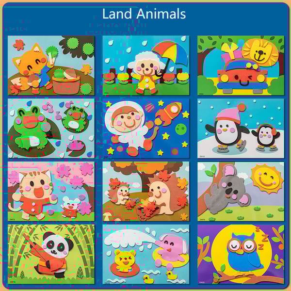 3D Animal Sticker Set - Fantasy Flora-Land animals-12 Pieces-State of Style