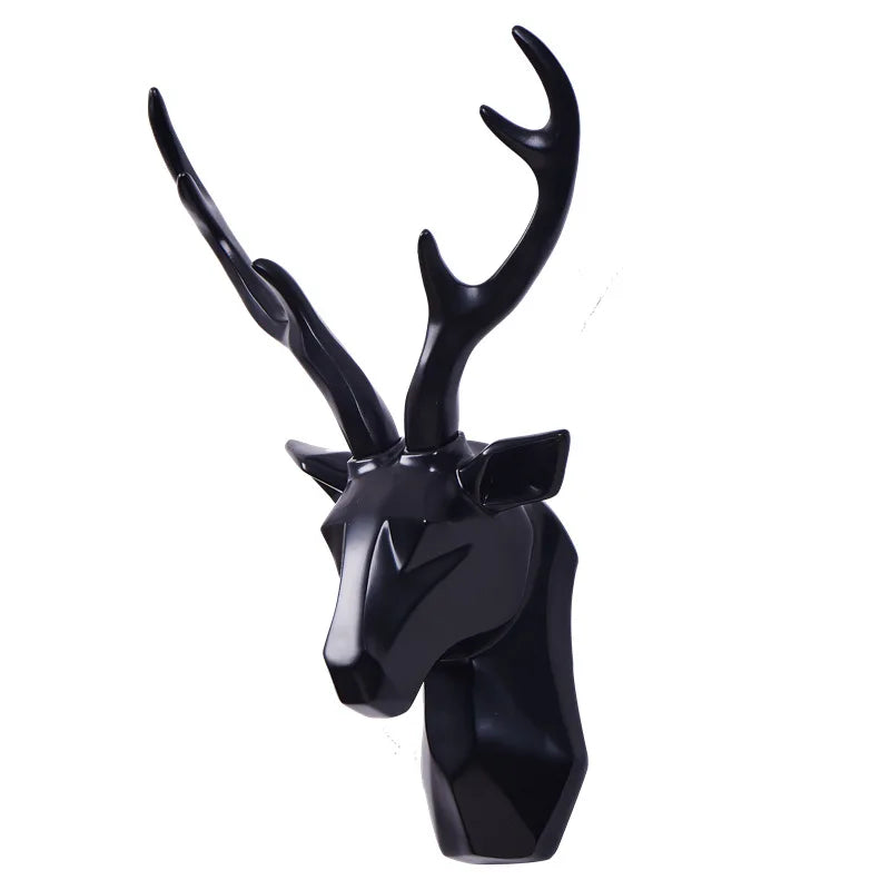 3D Deer Head Sculpture for a Majestic Atmosphere - RegalDeer-Black-D30 x H45cm-State of Style