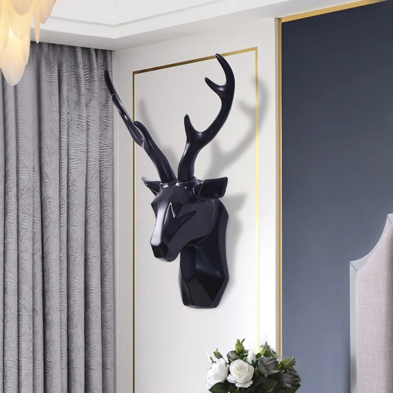 3D Deer Head Sculpture for a Majestic Atmosphere - RegalDeer-Black-D30 x H45cm-State of Style