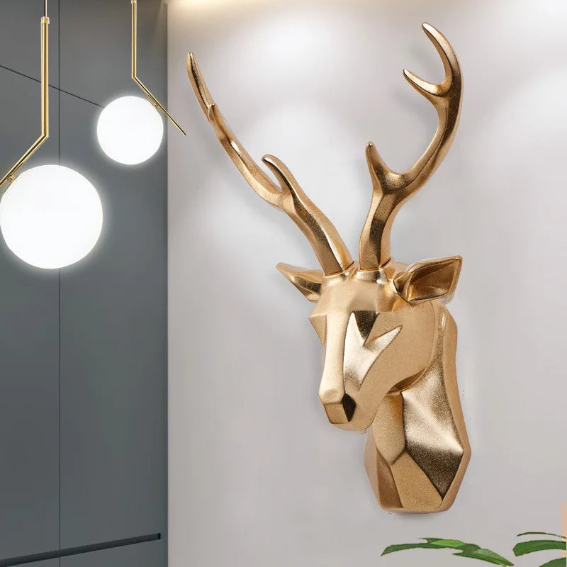 3D Deer Head Sculpture for a Majestic Atmosphere - RegalDeer-Gold-D30 x H45cm-State of Style