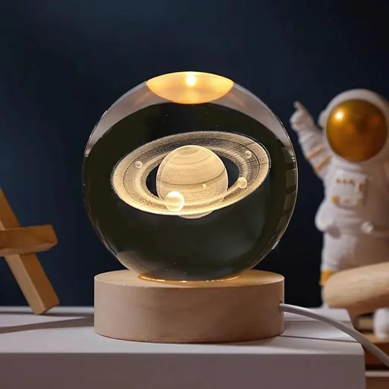 3D Engraved Crystal Sphere - Celestia-Saturn-State of Style