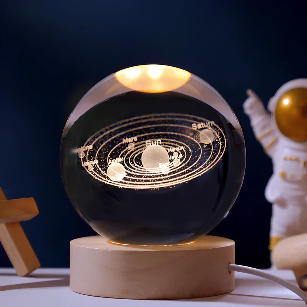 3D Engraved Crystal Sphere - Celestia-Solar System-State of Style