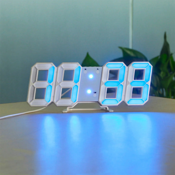 3D LED Wall Clock with Dimmable Lighting – Timora-Light blue-State of Style