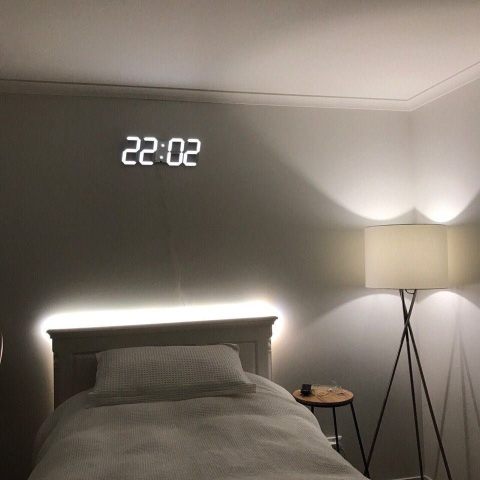 3D LED Wall Clock with Dimmable Lighting – Timora-White-State of Style