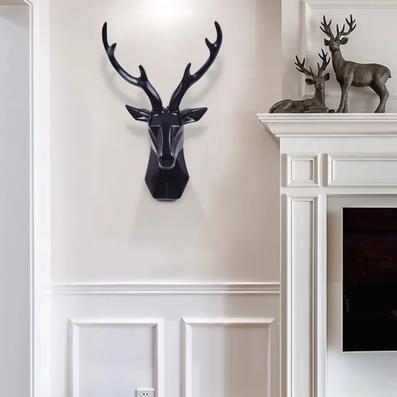 3D Stag Head Statue for a Majestic Atmosphere - RegalDeer-D30 x H45cm-Black-State of Style